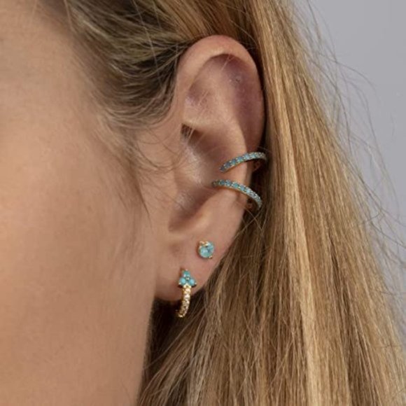 14K Gold Turquoise Earring - Picture 1 of 4